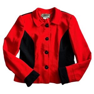 Vintage Red & Black Rickie Freeman for T.J. Suits Wool Jacket (Size 10)